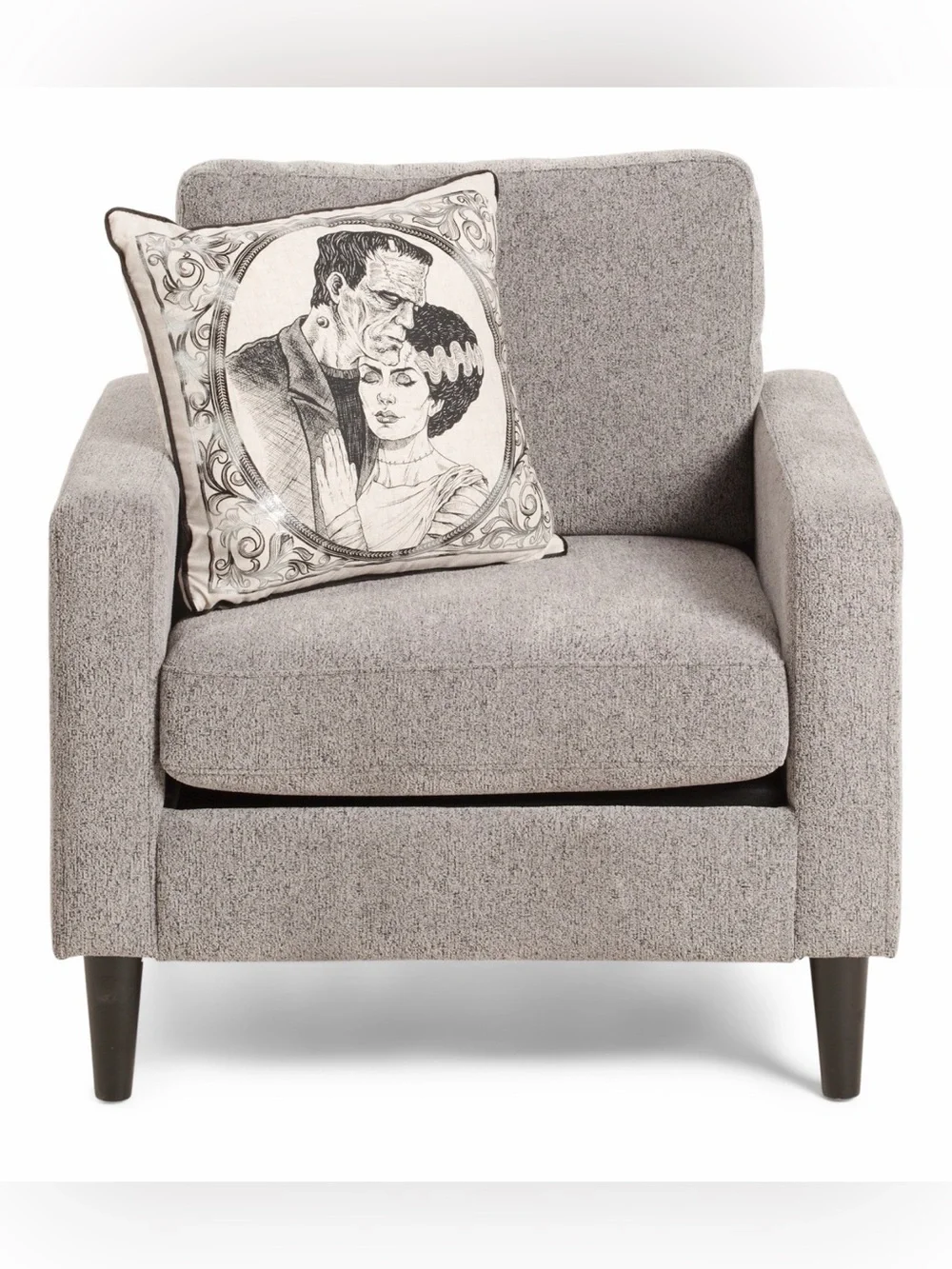 Isaac Mizrahi Black Cream Gothic Frankenstein Groom bride Decorative Pillow